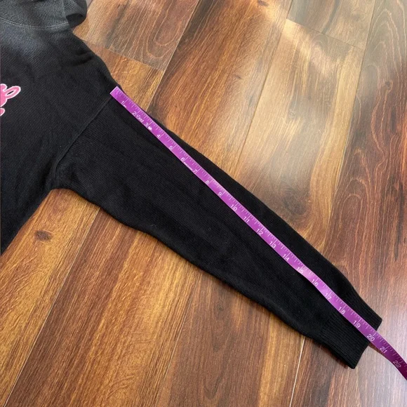 MC2 St Barth Wool Cashmere Blend Knit Hooded Crop Sweater Hot Pink Spell Out